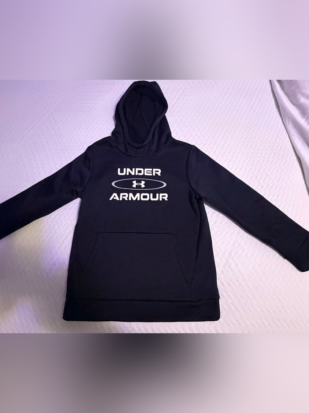 Under Armour Kids Black Hoodie with White Logo Size: YSM
